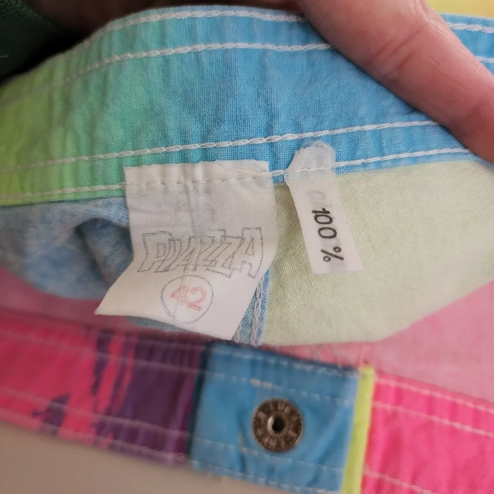 GARY LINDEN Vintage 80s Surfer Shorts Neon Board Short size‎ Small